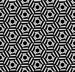 Vector modern seamless geometry pattern hexagon trippy, black and white abstract geometric background, pillow print, monochrome retro texture, hipster fashion design