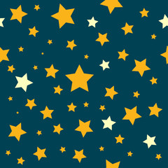 Yellow Stars Teal Sky Pattern Vector Illustration