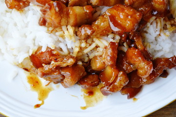 sweet crispy fat pork on rice