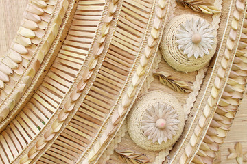 Handcraft made by palm leaf and bamboo.