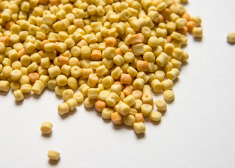 Plastic polymer granules.