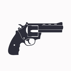 gun, revolver, handgun, isolated on white, vector illustration