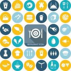 Vector Food or Restaurant icon Set.