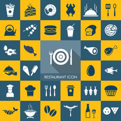 Vector Food or Restaurant icon Set.