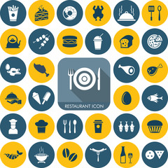 Vector Food or Restaurant icon Set.