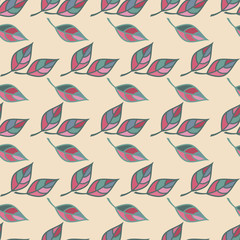 Seamless vector background with decorative leaves. Print. Cloth design, wallpaper.
