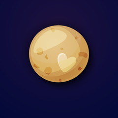 Pluto planet, space objects in cartoon style