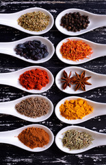 Spices in ceramic bowls