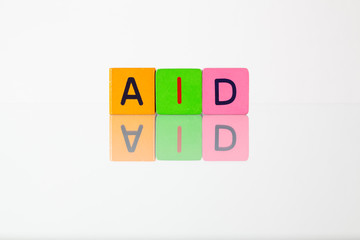 Aid - an inscription from children's  blocks