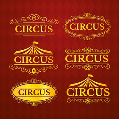 Circus vintage badges set, vector illustration