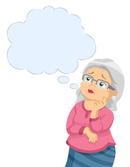 Female Senior Citizen Think Alzheimer
