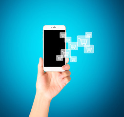 Touch screen smartphone in a hand