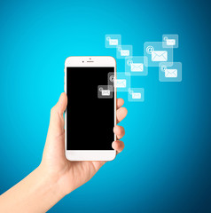 Touch screen smartphone in a hand