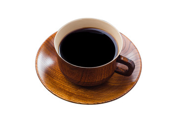 Coffee cup made of wood isolated.