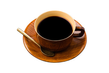 Coffee cup made of wood isolated.