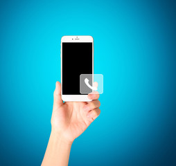 Touch screen smartphone in a hand