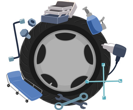 recommend clip art: Mechanical Tools Set Wheel