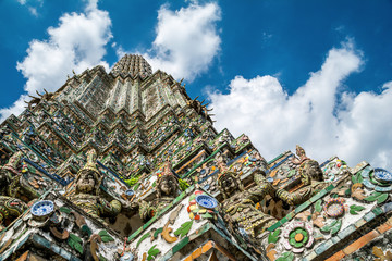 Ancient giant demon statue in Wat Arun around pagoda, Bangkok, Thailand