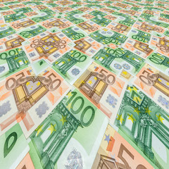 Obraz na płótnie Canvas banknotes 50 and 100 euro closeup as background