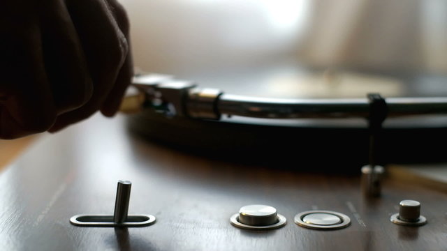 Turntable. Spinning vinyl record