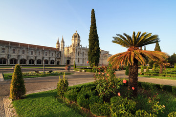 Fototapeta na wymiar Beautiful image of the Hieronymites Monastery (Jeronimos), a UNESCO world heritage site, in Lisbon, Portugal.