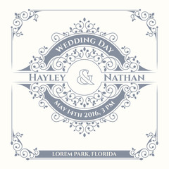 Wedding invitation. Template classic cards.