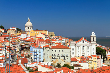 Beautiful colorful and vibrant summer cityscape of Lisbon, Portugal