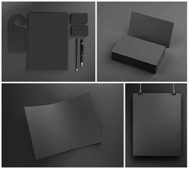 Blank Gray stationery mock-up template on gray background.