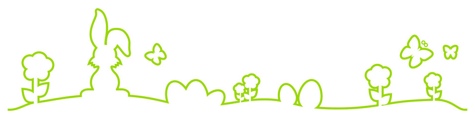 Gruene Wiese Ostern Osterhase Schmetterlinge Silhouette