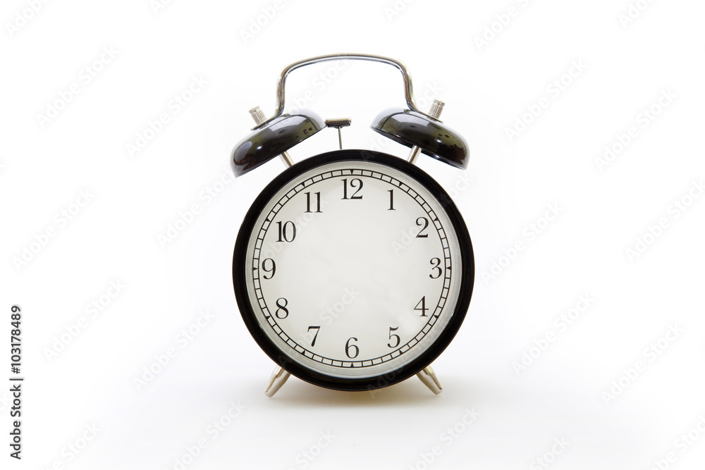 Wall mural alarm clock in retro style on the white background