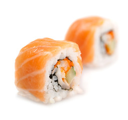 Sushi on white background