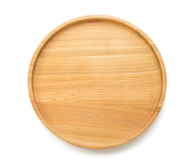 wooden tray isolated on white