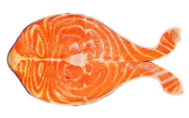 salmon steak isolated on white background