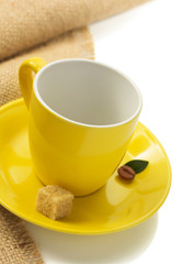 empty cup of coffee on white