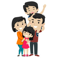 Illustration Set of Asian Happy Family