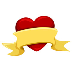 Illustration of Heart with blank banner