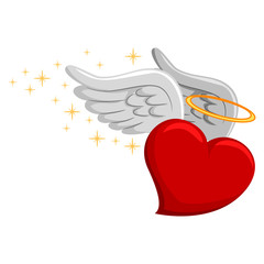 Illustration of Heart with wings