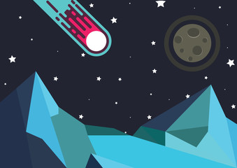 Naklejka premium meteor falling on an unknown planet in space 