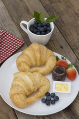 Croissant Breakfast with blueberry and strawberry