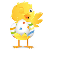 Osterkücken Ostereier zwinkern isoliert