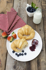 Croissant Breakfast with Milk and berry