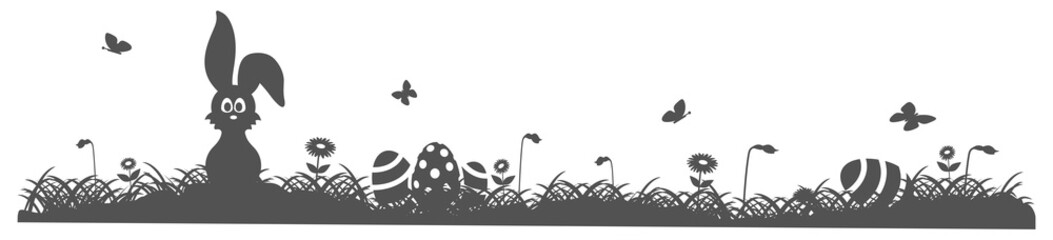 Osterhintergrund Osterhase Blumen Schmetterlinge Ostereier grau