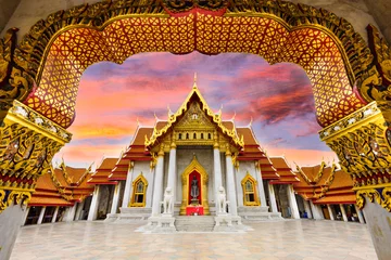 Fotobehang Bangkok Marmeren Tempel van Bangkok, Thailand.