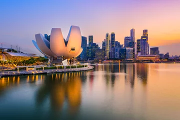 Foto op Plexiglas Singapore Skyline van Singapore in de schemering