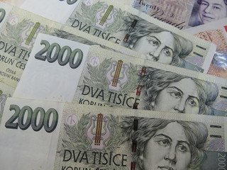 Czech korunas banknotes