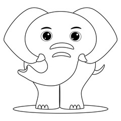 Coloring Book Outlined Elephant