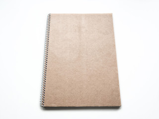 Mockup of Blank notebook with kraft cardboard cover and spiral