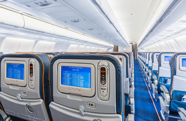 Obraz premium back view of airplane interior