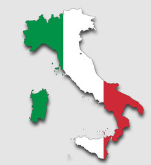 Map of Italy, Filled with the National Flag 
