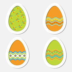 Set of colored Easter eggs on a white background